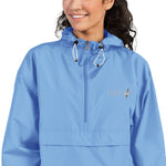 Load image into Gallery viewer, Summer FIRE Embroidered Champion Packable Jacket   &gt;Blue/Pink&lt;
