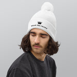 Load image into Gallery viewer, WEAR THE CROWN White Pom pom beanie
